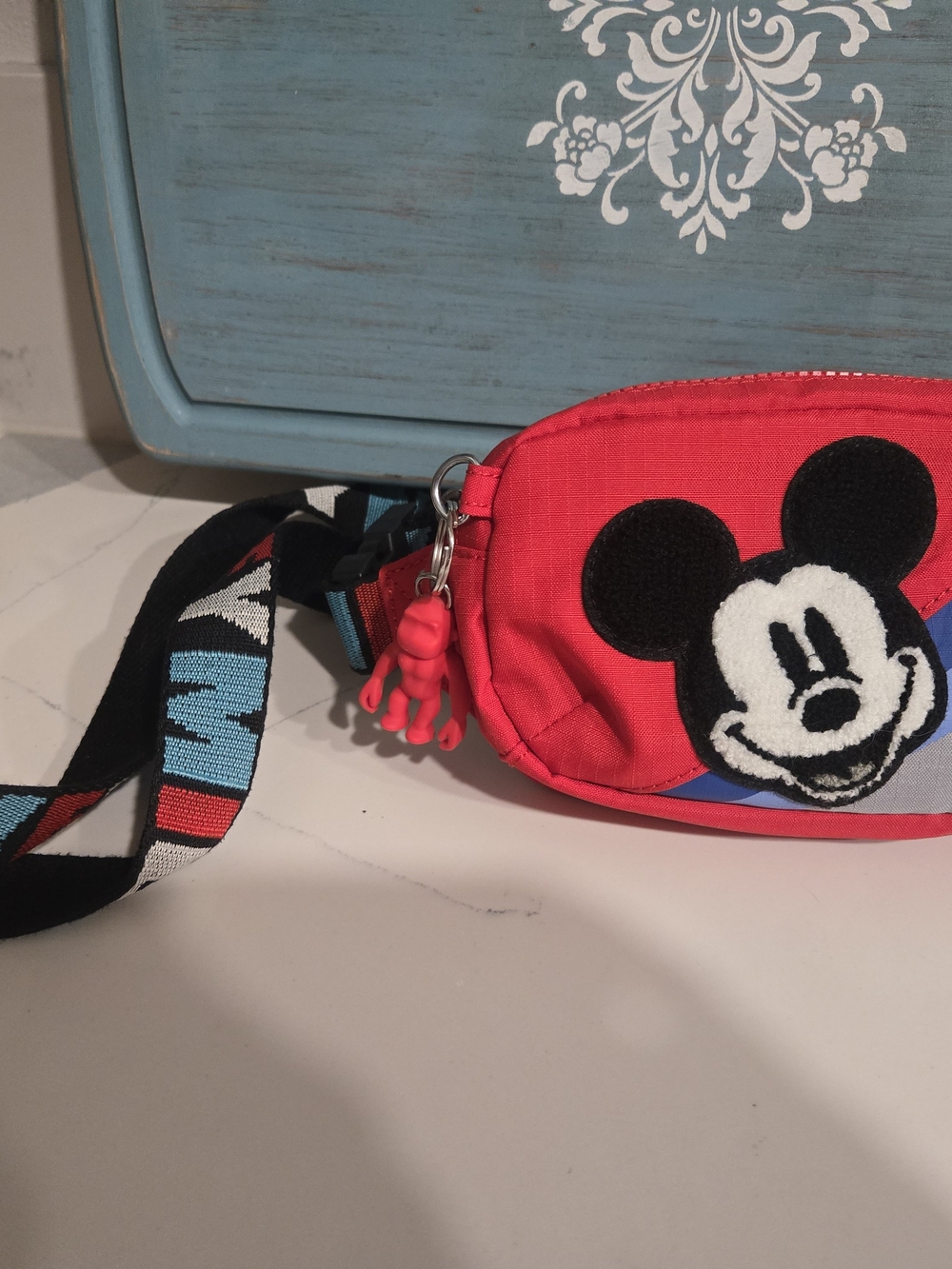 Disney Red Mickey Mouse Crossbody Bag with Black & White Patch